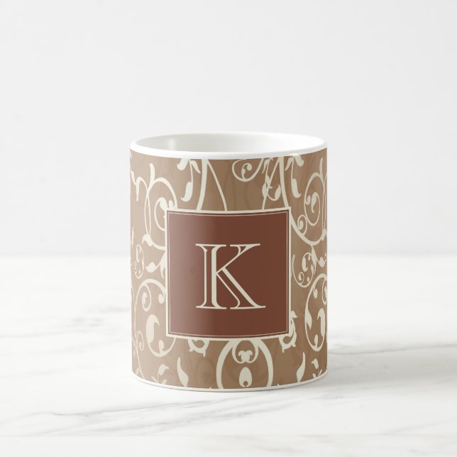 Orange Elegant Flourish Monogram Mug (Center)