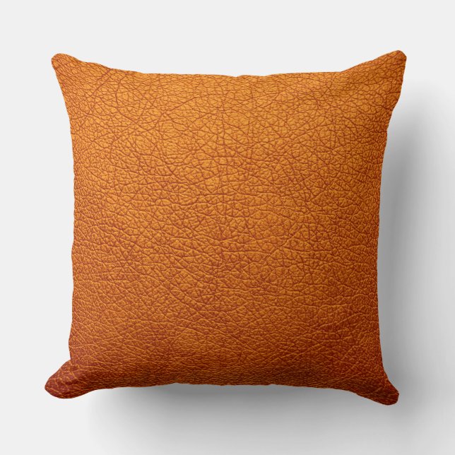 Orange Elegant Leather Look Cushion (Front)