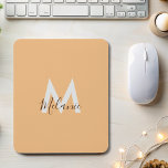 orange elegant minimalist retro monogram  mouse pad<br><div class="desc">The sleek design of this mouse pad features a clean and contemporary aesthetic, blending minimalist elements with a vibrant orange colour scheme. With its personalised monogram, this mouse pad adds a touch of individuality to your workspace while providing a smooth surface for precise mouse movements. Upgrade your desk's look and...</div>