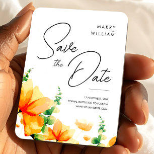 Orange Elegant Modern Save the Date Wedding Magnet