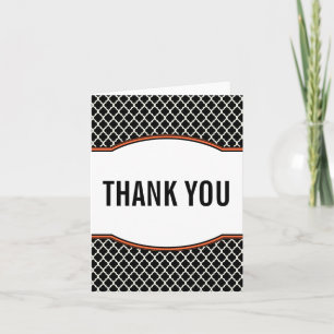 Orange Elegant Quatrefoil Thank You Card