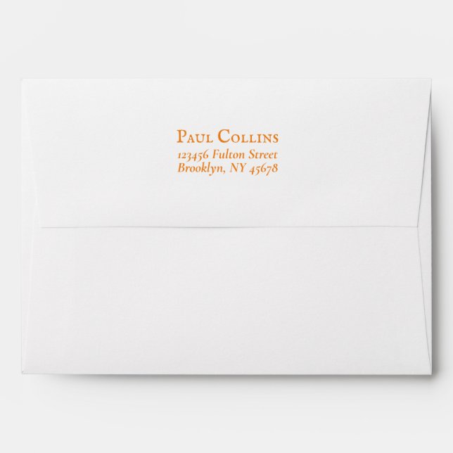 Orange | Elegant Serif 5x7 invitation Envelope (Back (Top Flap))