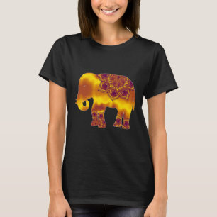 Orange Elephant Yoga In Yellow Hippy Mandala Flora T-Shirt