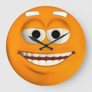 Orange Emoticon Large Clock