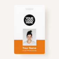 Orange Employee - Photo, BarCode, Large Logo, Name