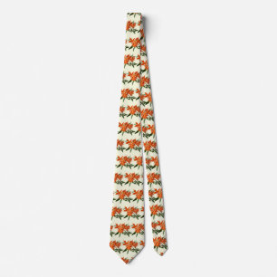 Orange Epidendrum Orchid Tie