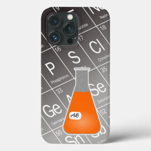 Orange Erlenmeyer Flask (with Initials) Chemistry iPhone 13 Pro Case