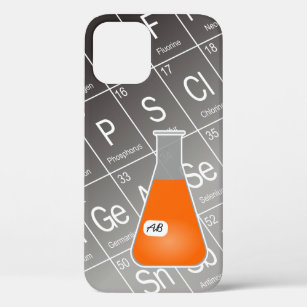 Orange Erlenmeyer Flask (with Initials) Chemistry iPhone 12 Case