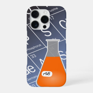 Orange Erlenmeyer Flask (with Initials) Chemistry iPhone Case