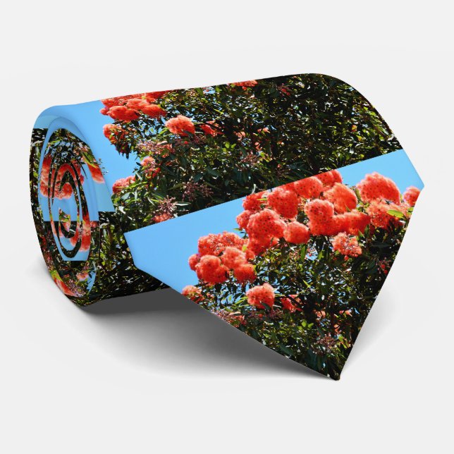 Orange Eucalyptus Flower Tree, Tie (Rolled)