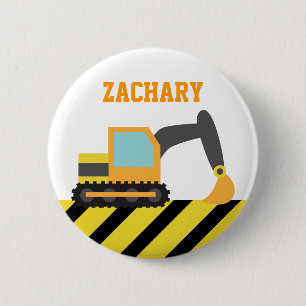 Orange Excavator Construction Vehicle Button