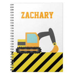 Orange Excavator Construction Vehicle Notebook