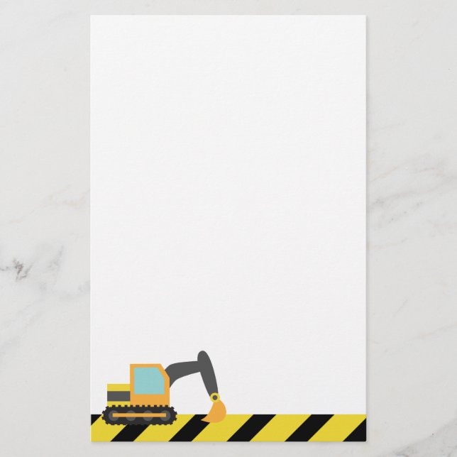 Orange Excavator, Construction Vehicles, for Kids Stationery (Front)