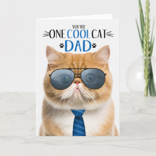 Orange Exotic Cat Father's Day One Cool Cat Holiday Card