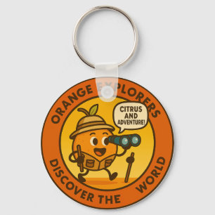 Orange Explorers Discover The World Key Ring