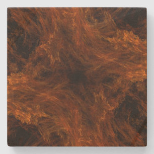 Orange Explosion Fractal Square Coaster