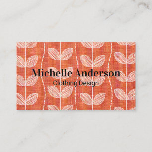 Orange Fabric Material   Plant Doodle Pattern Business Card