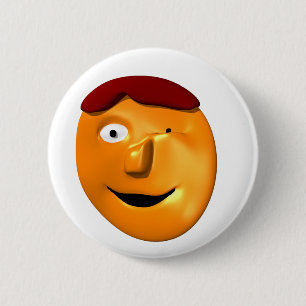 Orange face giving you a wink 6 cm round badge