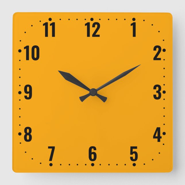 Orange Face With Numbers - Frameless  Square Wall Clock (Front)