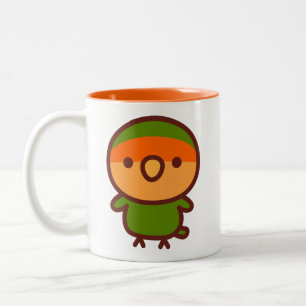 Orange-faced Peach-faced lovebird Two-Tone Coffee Mug