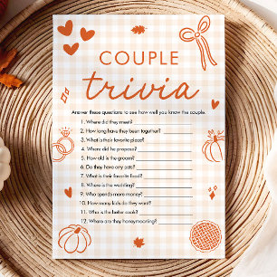 Orange Fall Bow Couple Trivia Bridal Shower Game Invitation