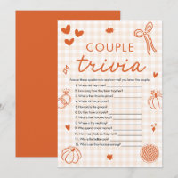 Orange Fall Bow Couple Trivia Bridal Shower Game