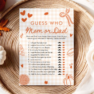 Orange Fall Cutie Pie Guess Who Mum or Dad Game Invitation