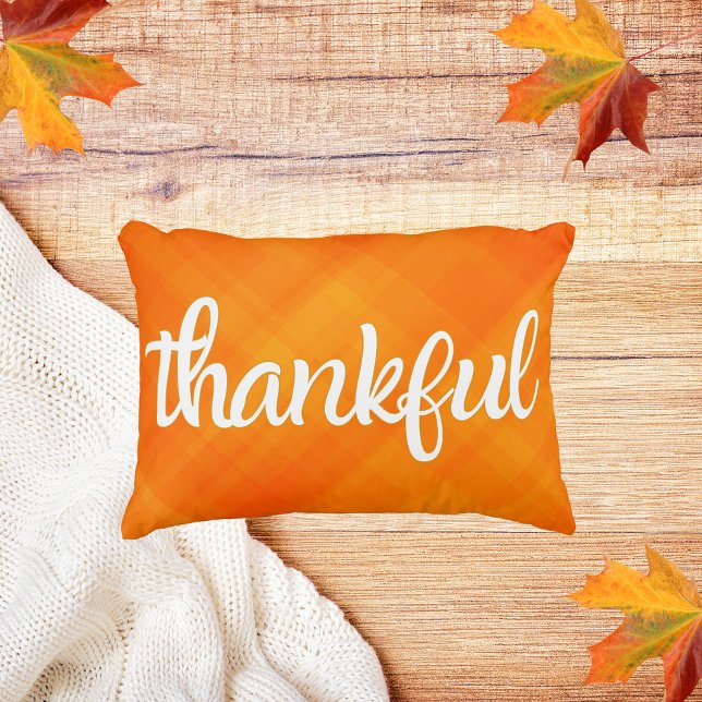 Orange Fall Decorative Thankful Accent Cushion (Creator Uploaded)