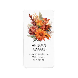 ORANGE FALL FLORAL ARRANGEMENT LABEL