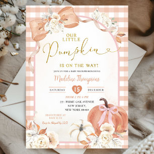 Orange Fall Floral Coquette Pumpkin Baby Shower Invitation