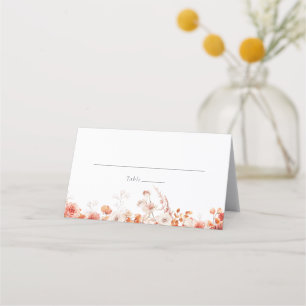 Orange Fall Floral Wedding Place Card