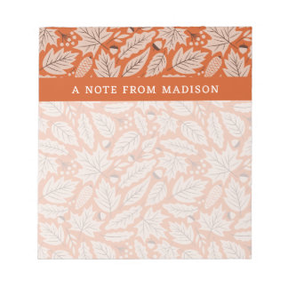 Orange Fall Leaves & Acorns Pattern Notepad