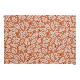 Orange Fall Leaves & Acorns Pattern Pillowcase