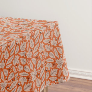 Orange Fall Leaves & Acorns Pattern Tablecloth