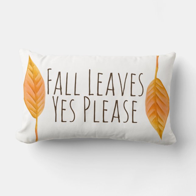 Orange Fall Leaves Yes Please Autumn Lumbar Cushion (Front)