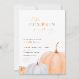 Orange Fall Little Pumpkin Baby Shower Invitation