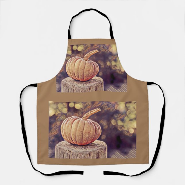 Orange Fall Pumpkin Vintage Thanksgiving Painting  Apron (Front)