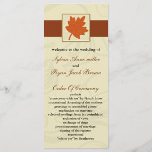 orange fall Wedding program