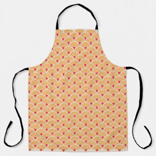 Orange Fan Design All-Over Print Apron
