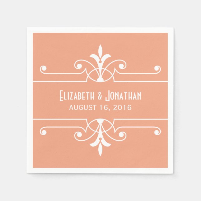 Orange Fancy Ornamental Paper Napkins (Front)