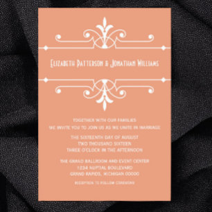 Orange Fancy Ornamental Wedding Invite