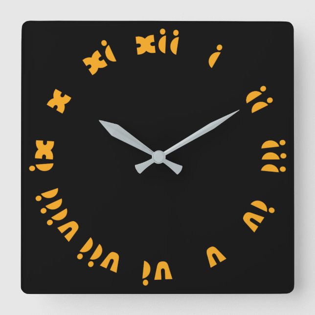 Orange Fat Roman Numerals On Black wccnt Square Wall Clock (Front)