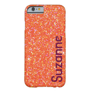 Orange Faux Glitter Effect Personalised Barely There iPhone 6 Case
