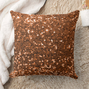 Orange Faux Sequin Glitter Throw Pillow