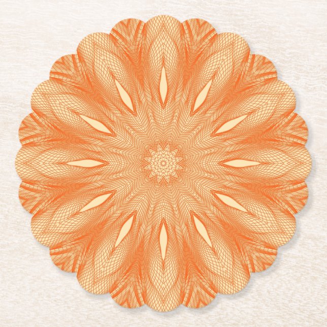 Orange Faux Tulle Design Paper Coaster (Front)