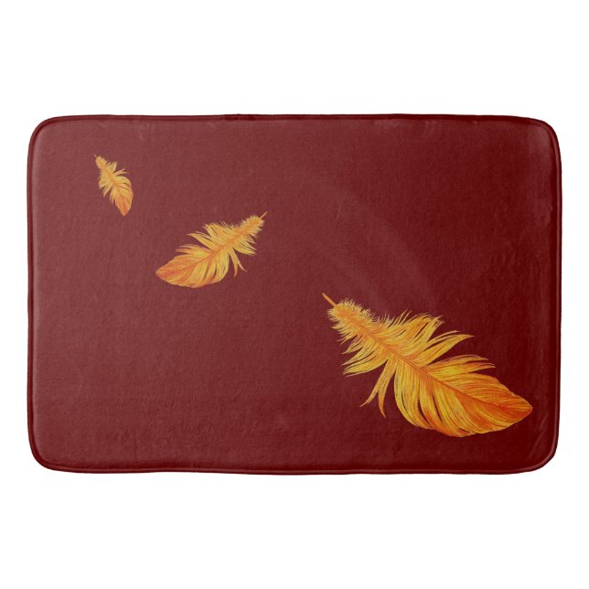 Orange Feather Design Bath Mat (Front)