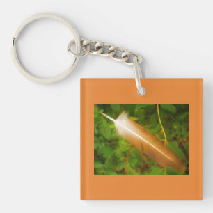 Orange Feather Key Ring