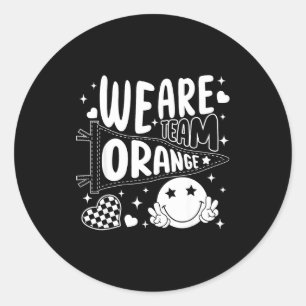 Orange field day team color field trip teacher classic round sticker