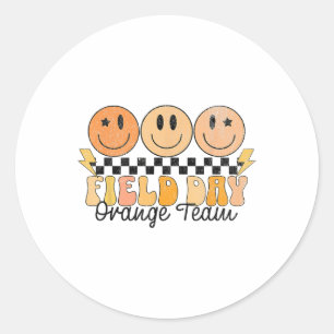 Orange Field Day Team Outdoor Field Day Games Kids Classic Round Sticker