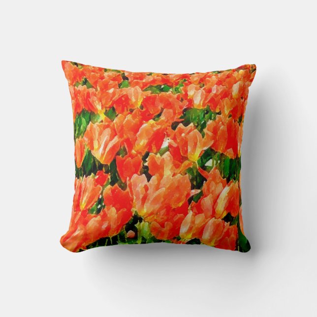 Orange field of tulips cushion (Front)